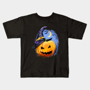 Halloween Pumpkin with hat Kids T-Shirt